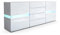 Vladon Sideboard Flow, Made in Germany, Weiß Hochglanz/Weiß Hochglanz inkl. LED - Moderne Kommode mit Ambient Light Verglasung für Ihr Wohnbereich (177 x 75 x 39 cm)