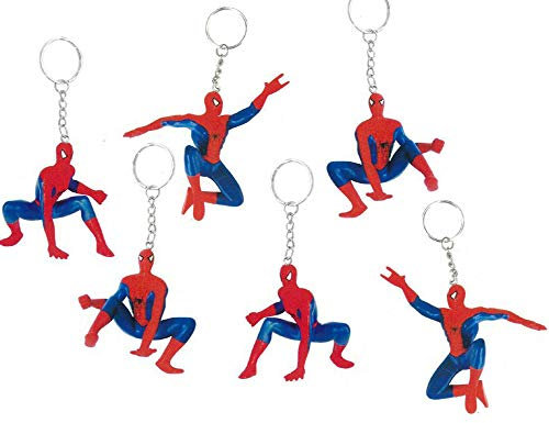 KICKKICK® Portachiavi Spiderman Originale Marvel in Plastica con Catena Porta Chiavi - Simpatico Gadget per Bambini da Regalo 12 Pezzi