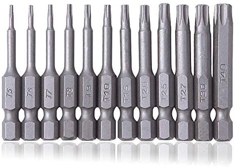 Saipor 12 Stück Torx Bits Schraubendreher Set T5-T40 Magnetisch S2 Stahl 1/4 Zoll Sechskant Schaft (50mm Lang)