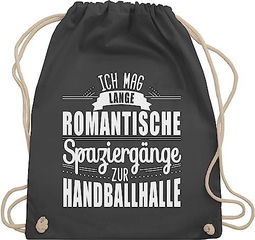 Turnbeutel Rucksack - Handball WM 2023 Trikot Ersatz - Ich mag lange romantische Spaziergänge zur Handballhalle - Unisize - Dunkelgrau - handballbeutel handballer stoffrucksack beutel hanball