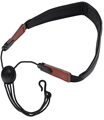 SOULONG Saxophon-Gurt, Länge verstellbar, mit Haken aus Metall, Schultergurt für Saxophon, Saxophon, aus weichem PU-Leder, Schwarz