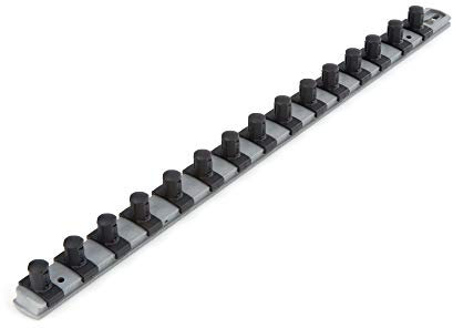 TEKTON 1/2 Inch Drive x 18 Inch Socket Rail, 15 Clips (Gray) | OSR23315 | Made in USA