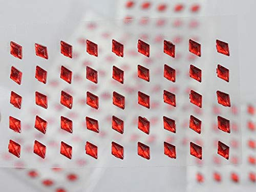 Allstarco 6x4mm (15/64x5/32) Rot Raute selbstklebend Strasssteine 250 Stk.