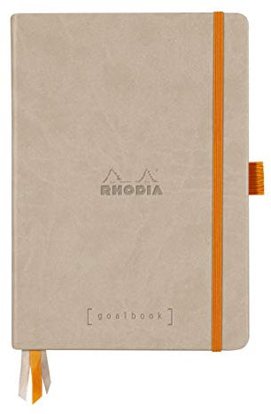 Rhodia 118574C Notizheft Goalbook (DIN A5, 14,8 x 21 cm, Dot, praktisch und trendige, mit festem Deckel, 90g weißes Papier, 120 Blatt) 1 Stück, Beige