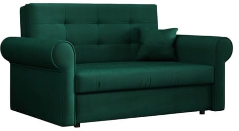 Mirjan24 Schlafsofa Viva Silver II mit Bettkasten, 2 Sitzer Polstersofa mit abgerundete Armlehnen, Sofa mit Schlaffunktion, Sofagarnitur inkl. Kissen, Bettsofa, Wohnlandschaft (Kronos 19)