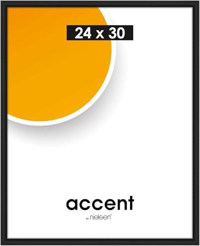 accent by nielsen Kunststoff Bilderrahmen Colorado Uni, 24 x 30 cm, Schwarz | Kunststoff Rahmen im Hoch- & Querformat zum Aufhängen Schwarz glänzend Echtglas