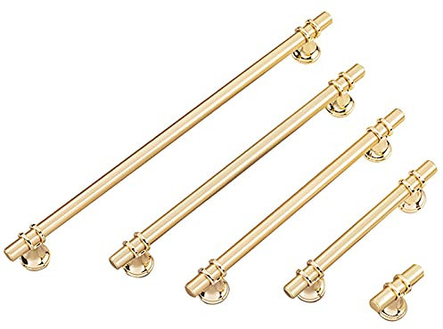 Pack of 8 Furniture Handles, Kitchen Handles, Stainless Steel Cabinet Handles, Modern Zinc Alloy Black Rose Gold Vintage Door Handles for Kitchen Cabinets (224 mm, Gold)