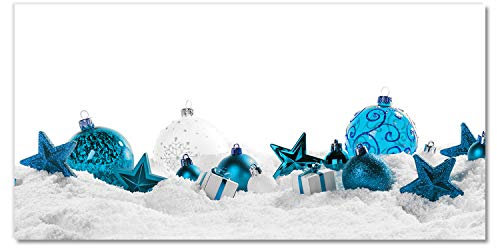 Tulup Peinture de Noël sur Verre Trempé - 100x50 cm - Image Tableaux la Mur - Impression Verre Sécurité - Photo Décorative Panoramique - Boules de Neige Décorations de Noël
