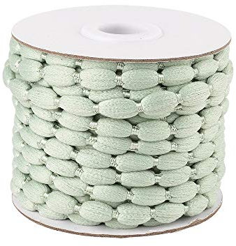 Ideen mit Herz Pompon-Band auf Rolle | Ø 1 cm | 10 m lang | Bommelborte, Pom-Pom-Band | Ideal zum Basteln und Nähen (pastellgrün)