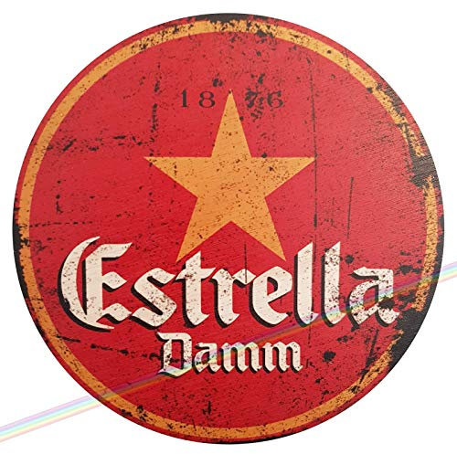 Cartel de madera circular de ESTRELLA Mancave Vintage Retro de madera Bar Bar Pub Diámetro 19 cm