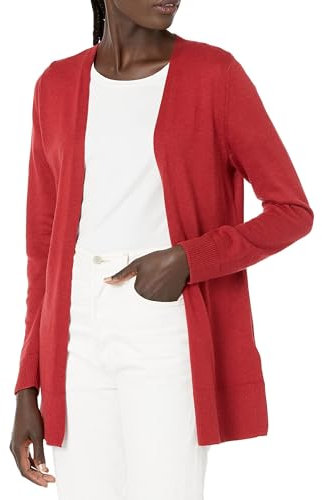 Amazon Essentials Cardigan Leggero Aperto sul Davanti (Disponibile in Taglie Forti) Donna, Rosso Scuro, S
