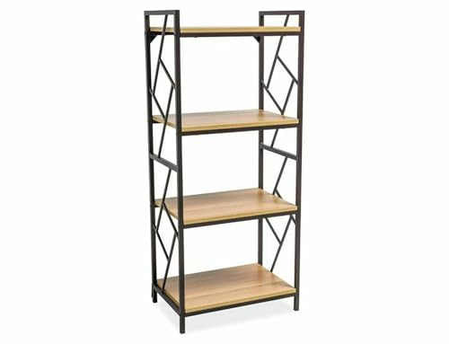 SIGNAL MEBLE Tablo R4, Bücherregal, Bücherregal im Loft-Stil, Eiche/Dunkelbraun, MDF/Metall, 139,5x60x40 cm, 4 Regalböden, Industrial Design
