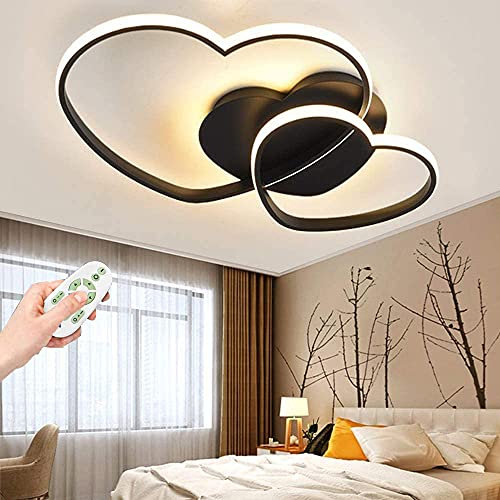 COOYO Deckenleuchte LED Liebe Herz Deckenlampe Acryl Lampenschirm Deko Decke Leuchte Deckenlicht Dimmbar Mit Fernbedienung Kinderzimmerlampe Schlafzimmer Kronleuchter [Energieklasse A++],Schwarz