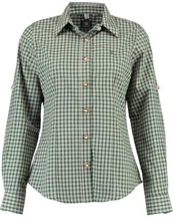 OS Trachten Damen Bluse Langarm Trachtenbluse mit Liegekragen Qorru