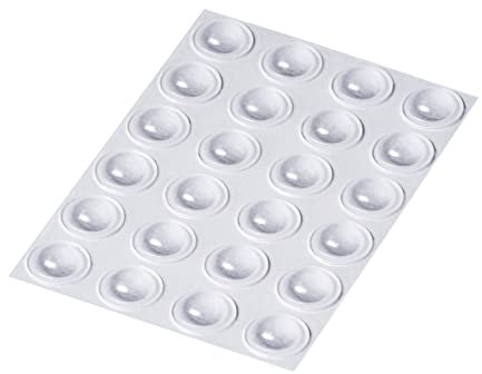 Happy Bananas Clear Self Adhesive Domed Bumper Dots Stops Rubber Feet for Cabinet Doors, Glass, Chopping Boards, Crafts - 10mm x 3.1mm (24)