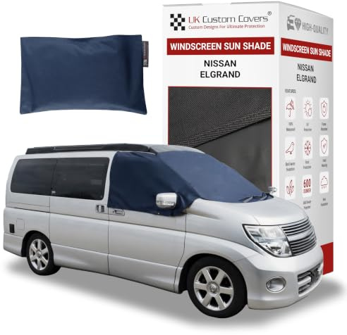 Windscreen Cover for Nissan Elgrand 2002-2010 – Sun Shade & Frost Protector | Summer UV Protection, Blackout for Privacy, Breathable & Waterproof Fabric, Frost & Weather Protection, Navy