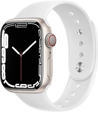 Cinturino Sportivo in Silicone Traspirante per Cinturino Apple Watch 42mm 44mm 45mm 49mm, Cinturini Elastico per iWatch Series 8 7 6 5 4 3 2 1 SE Ultra (Brevettato), Bianco