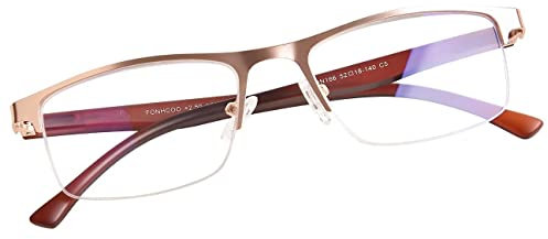 FONHCOO Halbrand Lesebrille Herren Halbbrille Damen Lesehilfe für Senioren Sehhilfe mit Blaulichtfilter Halbrandbrille in Gold, 3,0 Dioptrien