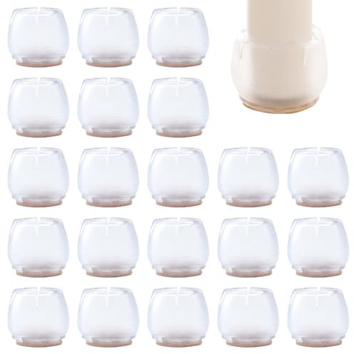CEEYSEE 40 PCS Chair Leg Caps Floors Protector Silicone Covers Rubber Caps Circular Feet Pads for Square Legs 16-20mm & Round Legs 21-25mm