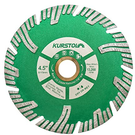 KURSTOL Granite Diamond Cutting Disc - 115mm Concrete Cutting Wheel for Marble Stone Tile Quartz Angle Grinder with a Reducer Washer 22.23-15.875mm