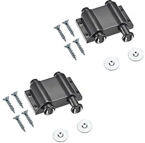 TERF® Push to Open Door Catch Black Double Magnetic Pressure Touch Release Catches Latch for Open and Close The Door with a Single Push including Fixing Screw - Pack of 2