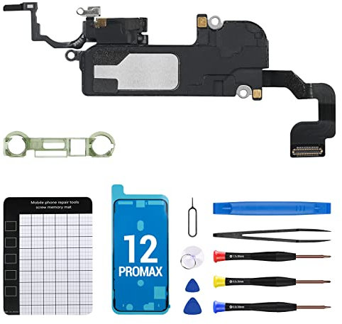 Für iPhone 12 Pro Max Ohrlautsprecher Ersatz Reparatur Kit 12promax Front Earpiece Module with Ambient Light Sensor Part Proximity Sensor Flex Cable Connector Fix Tools Kit for A2342 A2410 A2411 A2412