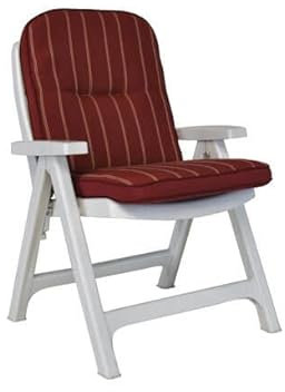Angerer Freizeitmöbel GmbH Auflage für Gartenmöbel - Stuhlauflage niedrig Made in Germany (Bordeaux-Creme gestreift)