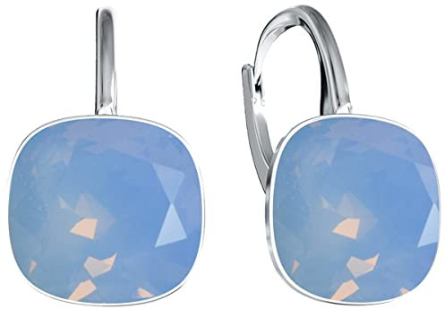 Damen Hängen Ohrringe Silber 925 mit Marken Kristalle Zirkonia - Schmuck Echt Silberne Hängende Ohrhanger für Frauen und Mädchen - Hängeohrringe Ideal Geschenk (Air Blue)