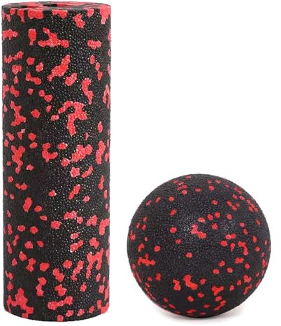 Mini Faszienrolle Klein und Massageball, Massage Faszienbälle für Selbstmassage - Ideal für Fuß, Nacken, Schulter, Arm, Wade, Rücken, Wirbelsäule, Bein Faszientraining Muskelmassage (Rot)