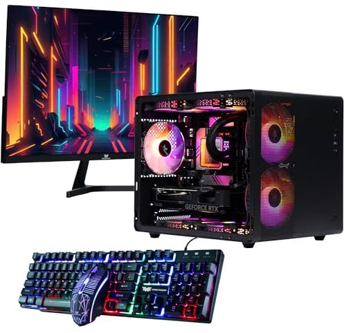 Veno Scorp Gaming PC 24 Monitor Bundle AMD Ryzen 5 5500 3.6GHz NVIDIA RTX 3050 8GB Corsair 16GB 3200MHZ Ram 256GB NVME SSD - 750W 80+ PSU-WINDOWS 11 - Cybus Case
