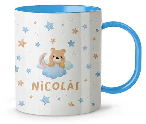 Tazza per bambini. Tazza personalizzata. Tazza di plastica per bambini. Regalo personalizzato. Tazze originali da regalare. Colori a scelta. Nuvole di orsacchiotti