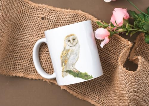 11oz British Birds Barn Owl Ceramic Tea Coffee Mug from Original Pencil Artwork