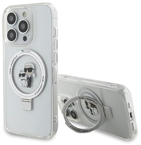 Karl Lagerfeld KLHMP14LHMRSKCH Hülle für iPhone 14 Pro 6.1 Weiß hardcase Ring Stand Karl&Choupettte
