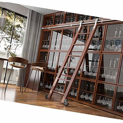 Rolling Ladder Hardware Library Bookcase Sliding Ladder Rail Kit, Sliding Sliding Door Hardware Accessories, Library Mobile Ladder Hanging Rail, Black Carbon Steel