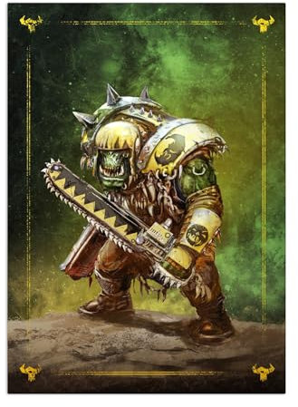 Displate Offiziell Warhammer MetallPoster Magnetische Befestigung Inklusive Lizenziert Bilder Hochwertiges Poster Warhammer - Xenos - Ork Boy Poster 45 cm x 32 cm