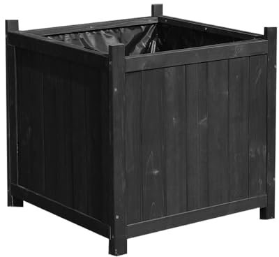 Mucola Blumenkübel Holz Pflanzkasten 50x50 cm Blumentrog Blumentopf Schwarz Pflanztopf Blumenkasten für Innen und Außen Pflanztrog Übertopf