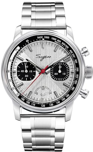 S438.04.S Power Reseve ST1906 Saphir Chrono Mechanische Uhr Möwe 1963, silber, Armband