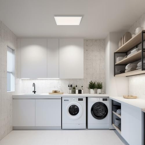 Lightbox LED Aufbaupaneel | 45 x 45 cm | dimmbares Wand- & Decken-Panel mit weißem Rahmen & Fernbedienung & CCT | warmweiße bis kaltweiße Lichtfarbe (3000-6500 K) | 2800 lm | aus Aluminium