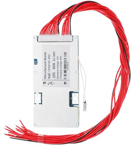 Bisida 20S BMS 72V Lithium-Ionen-Schutzplatine mit Balance-Draht und NTC, gemeinsamer Anschluss, Mehrfachschutz, Batteriemanagementsystem für Solarenergie-Speicher, Lithium-Ionen-Akku-Pack (20S, 72V,