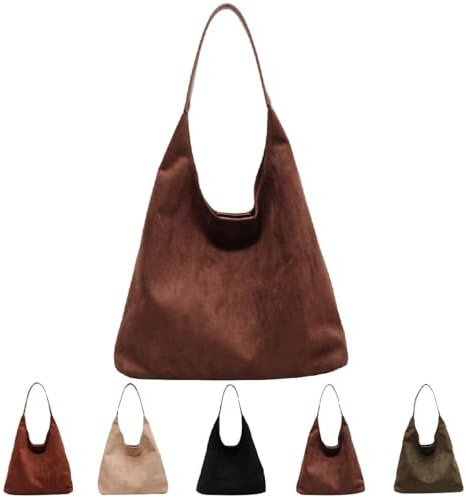 Generisch Wildleder Tasche Damen,Damen Wildleder Handtasche,Wildleder Shopper Tasche,Tragetasche,Schultertasche,Beuteltasche Damen-Shopper (Kaffeefarbe)