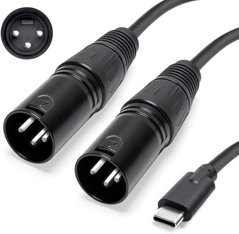 Earmax USB C to Dual XLR Male OFC Audio Output Cable 16.4ft, TYPE C to 2XLR 3Pin Adapter Compatible with Audio Speaker Amplifier Mixing Console Mobile Phone PC Laptop Tablet 500cm
