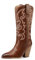QUEEN HELENA Camperos Stivali con Tacco Stivaletti Texani Donna W306 (Marrone, Sistema Taglie Calzature EU, Adulto, Donna, Numero, Media, 41)