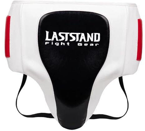 rockible Tiefschutz fürs Boxen, Box-Cup, Tiefschutz aus PU-, Tiefschutz, Bauchschutz für Kickboxen, Sanda-Kämpfe, Weiß Schwarz