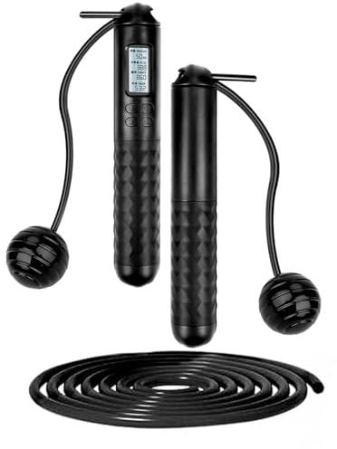 Cordless Skipping Ropes for Adults, Ropeless Skipping Rope, Weighted Skipping Rope with Counter, 2 in 1 Jump Rope for Fitness Women