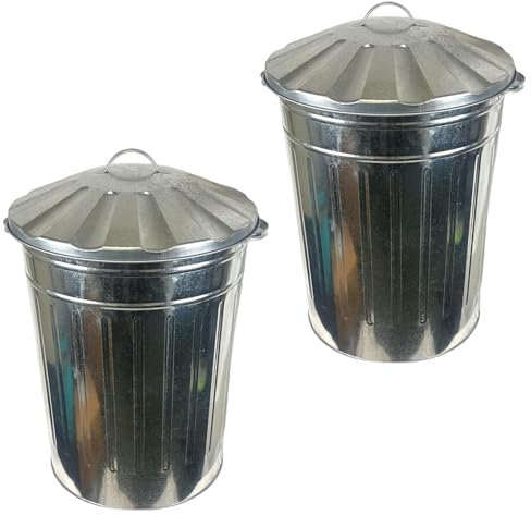 Easy Shopping® 2 X 60 Litre Galvanised Metal Bin Dust Bin Home Garden Leaves Paper Wood Rubbish Dustbin Animal Feed Storage Unit Heavy Duty Made in U. K.