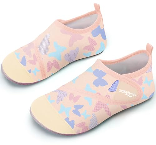 Swim Water Shoes Girls Kids Toddlers Baby Beach Shoes Aqua Pool Swimming Socks River Sea Sand Footwear(Butterfly 28/29)