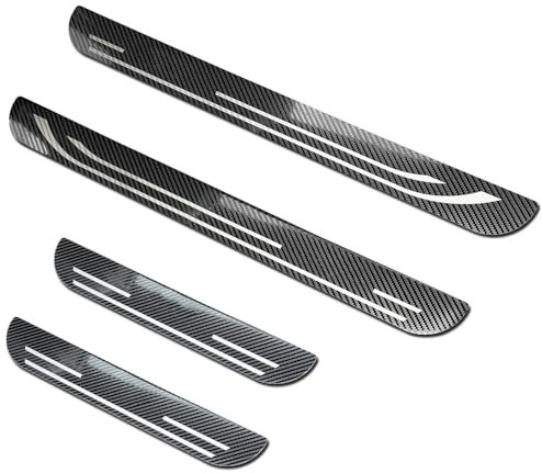 4Stück Auto Edelstahl Einstiegsleisten Schutz für Kia Rio 3(III) UB BJ 2012-2017,Türschweller Kratzschutz Abdeckung Protector Pedal Aufkleber Auto Außentürschwellenschutz,Carbon Fiber-