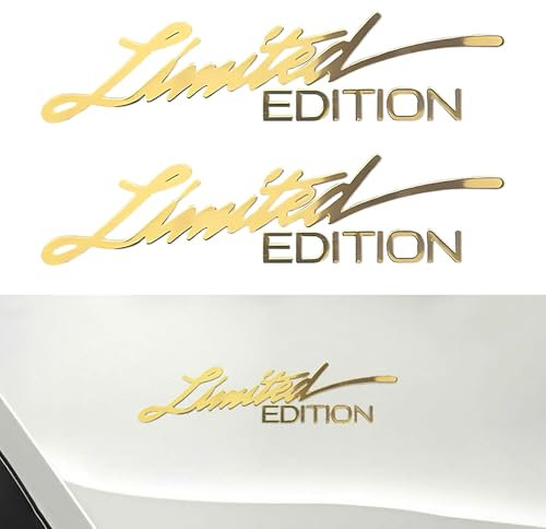 Flaconi 2PCS Adesivo per Auto in Metallo,Adesivi Auto Tuning,Edizione Limitata,Adesivo in Metallo con Logo in Edizione Limitata,Adatto per Automobili,Treni,Autobus,SUV e Altri Veicoli (Oro)