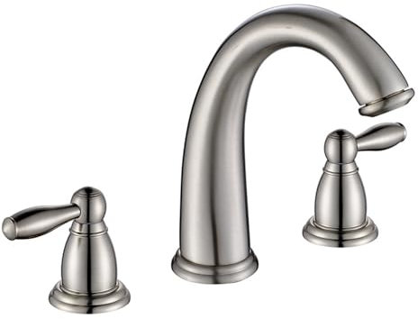Grifo de Lavabo 3 Agujeros Cepillado Cuello de Cisne Grifo Baño Lavabo Latón,Cepillado
