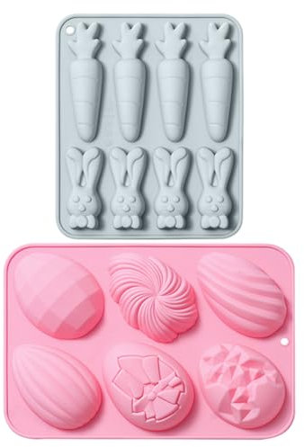 RFJYGWQM Easter Rabbit & Egg Silicone Moulds, DIY Candy & Cake Baking Mold, Pink, Easter Dessert Mold